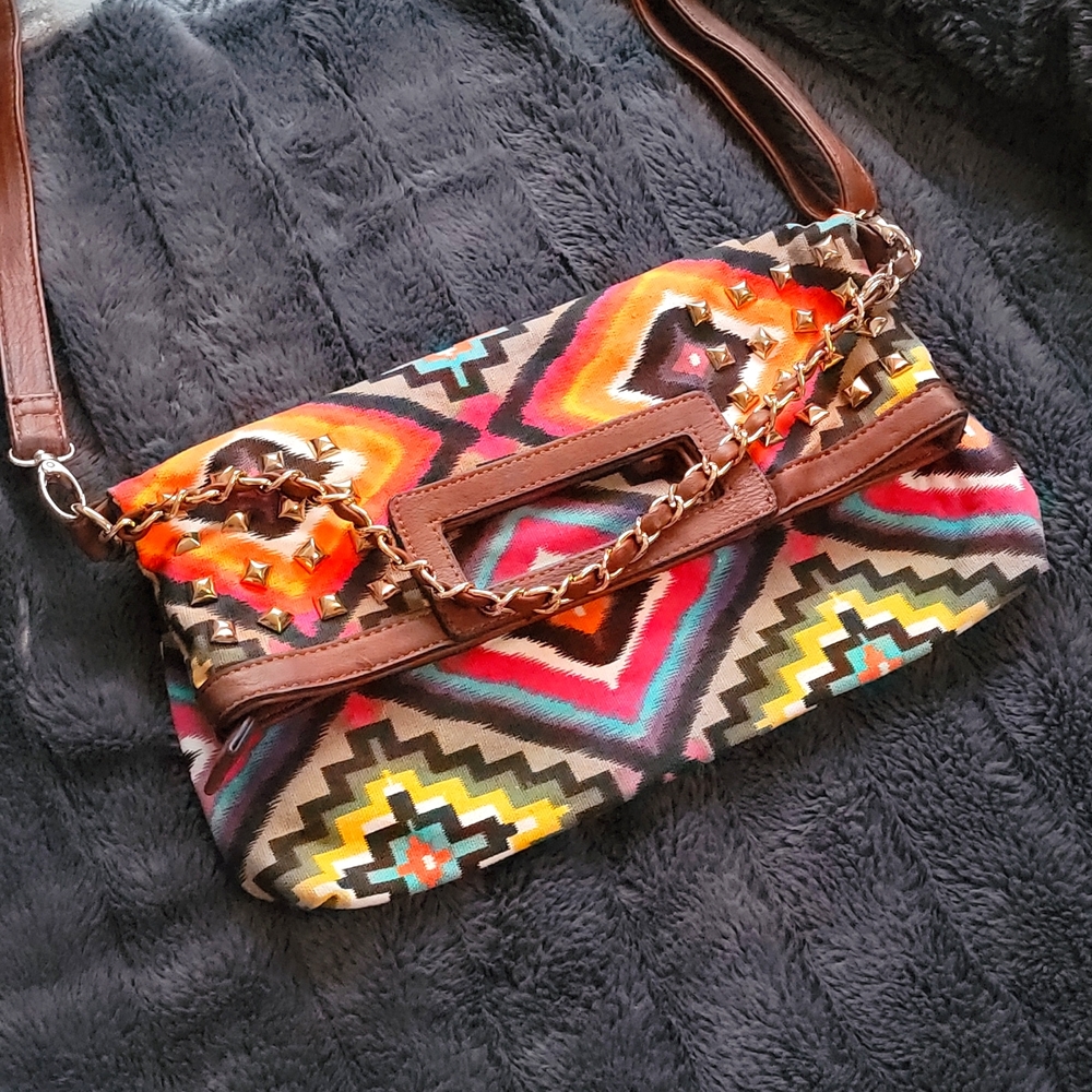 Festival cross body clutch hand bag, multicolored